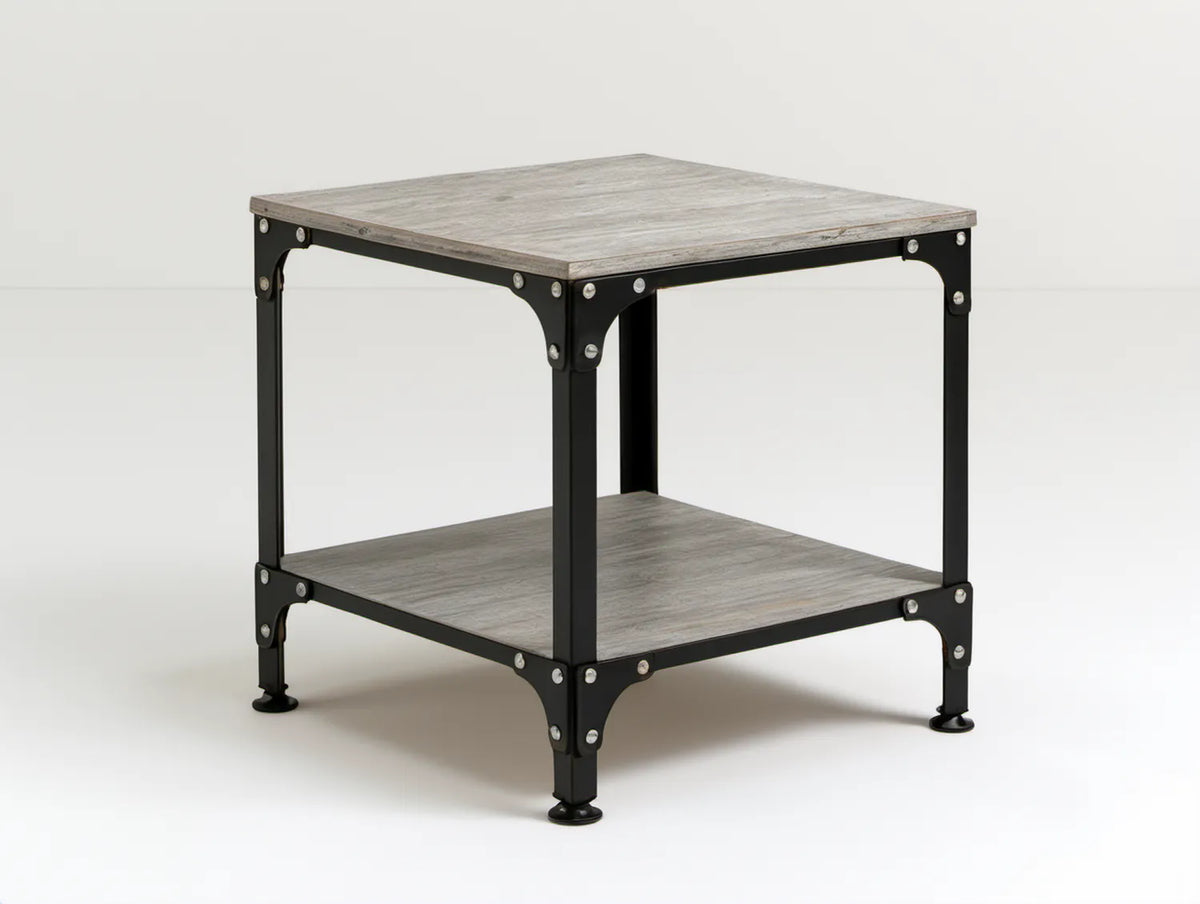 Kwadratowy stolik industrialny szaro-czarny 60 x 60 x 50 cm