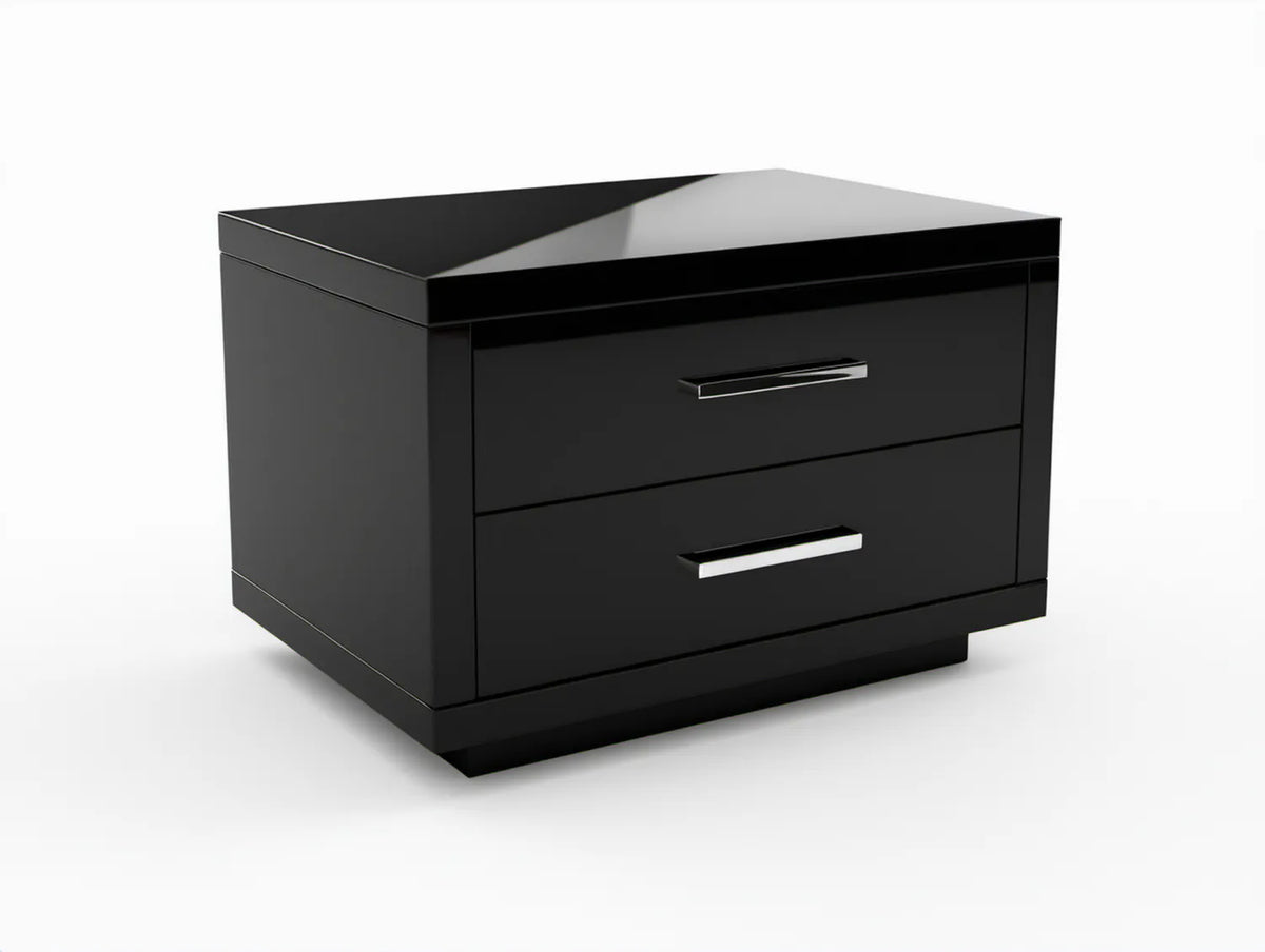 Czarna szafka nocna z MDF 60 x 45 x 50 cm z 2 szufladami