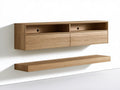 Wiszący zestaw RTV z półką, naturalny dąb, moduł 160 × 40 × 40 cm, półka 160 × 20 × 8 cm