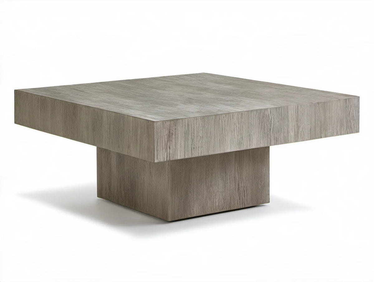 Kwadratowy stolik kawowy z MDF w kolorze szarego dębu 90 x 90 x 35 cm