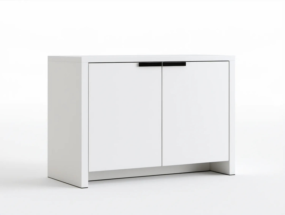 Biała szafka na buty z czarnymi uchwytami, 80 x 35 x 60 cm