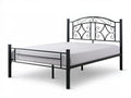 Czarne metalowe łóżko ze stali 160 x 200 cm z dekoracyjnym zagłówkiem