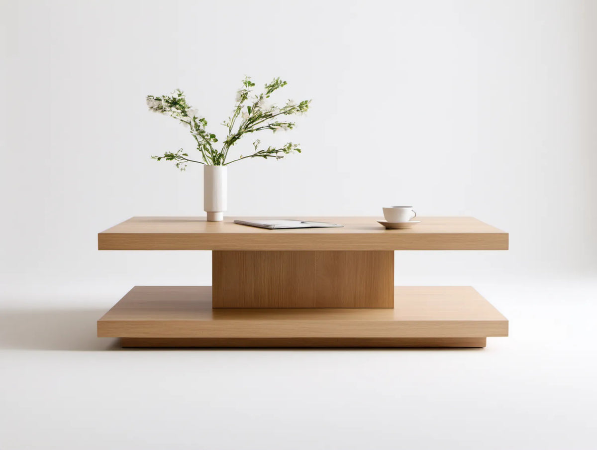 Prostokątny stolik kawowy z płyty MDF, 120 x 60 x 42 cm, naturalny dąb