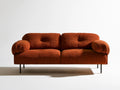 Dwuosobowa sofa sztruksowa rdzawobrązowa z czarnymi nogami, 180 × 88 × 82 cm