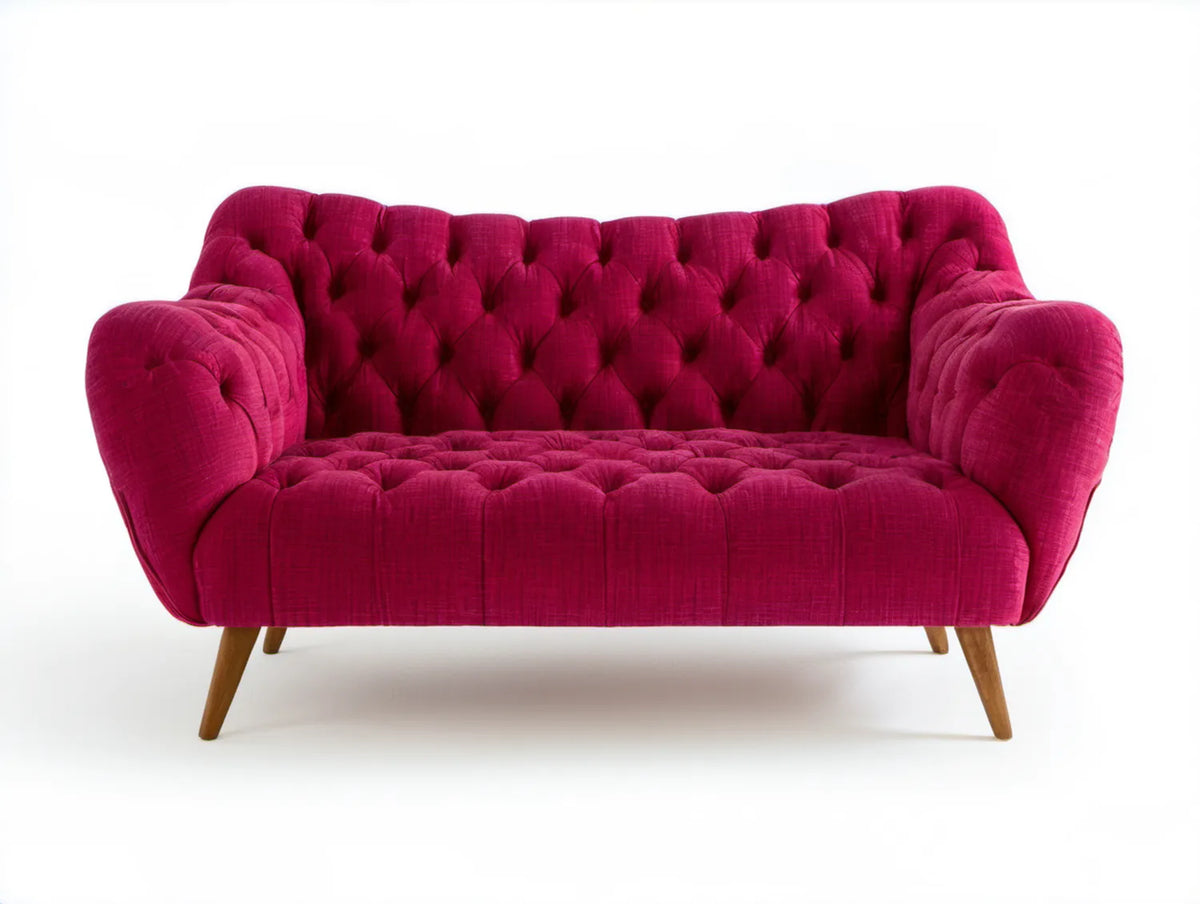 Dwuosobowa sofa Chesterfield z aksamitu fuksjowa 150 x 85 x 90 cm