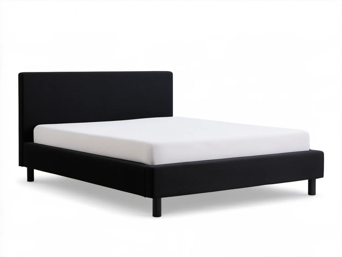 Czarne łóżko tapicerowane ze skóry syntetycznej PU 160 x 200 cm