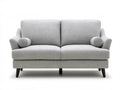 Dwuosobowa sofa jasnoszara z czarnymi stalowymi nogami, 170 x 90 x 85 cm