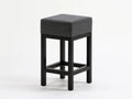 Kwadratowy hoker barowy 42 × 42 × 76 cm, szaro-czarny, lite drewno kauczukowe i poliester