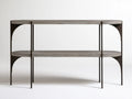 Szara szafka na buty z 2 otwartymi półkami, MDF i stal, 120 x 35 x 85 cm